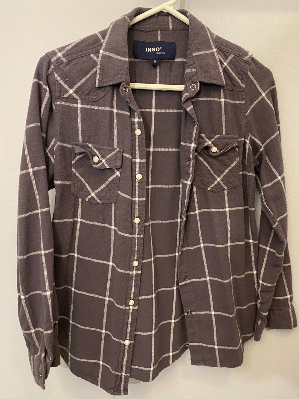 Women's Gray Windowpane Button-Down Shirt